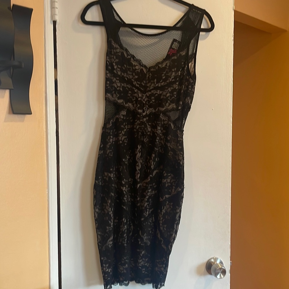 Bebe dress in black lace, size M,
